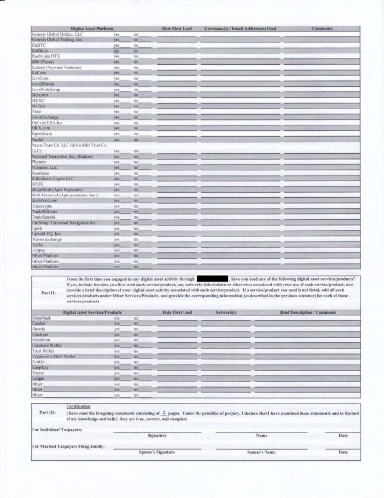 HDAFのPart IIおよびPart III：ウォレット・DeFiサービスの開示と偽証の誓約